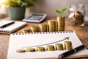 Crescita di un piano di accumulo in ETF nel tempo, con versamenti periodici e investimento a lungo termine per i figli